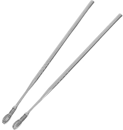 WEKADRIN 2pcs Stainless Steel Spiral Ear Wax Removal Tools with Skid Resistant Grip Rotating Ear Cleaner Sticks for Safe and Home Travel Use