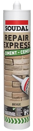 Soudal Repair Express Cement Beige 290ml Ready-to-Use Quick-Setting Repair Filler for Joints Cracks & Brickwork Indoor & Outdoor Use Easy Application & Strong Bond
