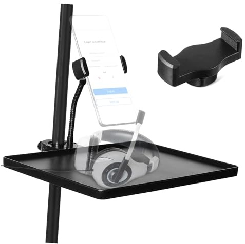 Alipis Mic Stand Tray and Sound Card Holder for Live Broadcast, Abs Clamp-on Rack with Buckle Design and All-round Lock for Microphones and Karaoke Use