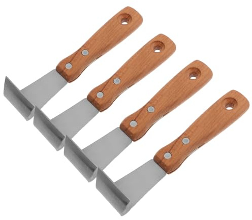 ibasenice 4 pièces Grattoir Écorce Manuel avec Manche Bois Outil Polyvalent pour Écorçage Ébranchage et Entretien Arbres Fruitiers Jardinage
