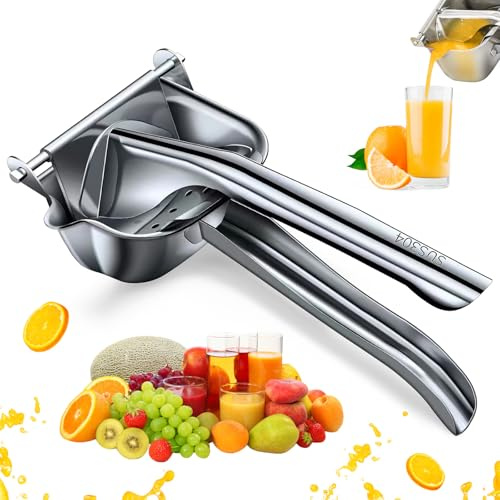 Exprimidor manual de metal de mano de acero inoxidable para exprimir cítricos, naranja, limón, zumo de frutas (1 unidad)