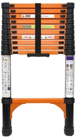 Chanjarhill Scala Telescopica 3,2 m - Scala Retrattile di Alta Qualità con Stabilizzatori, Scala Multifunzione Professionale, Robusta e Portatile per Uso Domestico, Camper e Soppalco
