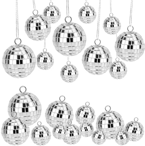 Décor Boules Disco,25 Pièces Boule à Facette Kit,Mini Boule Disco,Boules Disco Décoratives à Accrocher,Miroir Boules à Facettes,Disco Ball, pour Décoration de Gâteaux,Fête,Bar