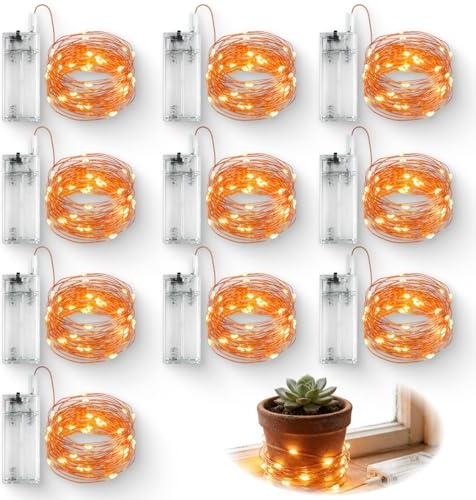 10 Stück LED Lichterkette Batterie betrieben, 3m Kupferdraht Lichterkette mit 30 LEDs, Warmweiß Lichterkette für Innen und Außen, Perfekt für DIY Dekoration und Weihnachtsbaum