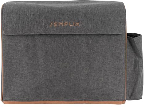 SEMPLIX Nähmaschinen Abdeckung anthrazit/braun (44 x 34 x 20 cm)
