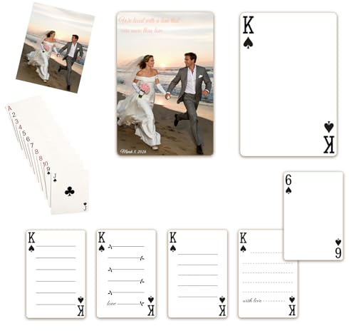 Individuelle Spielkarten, personalisierte Pokerkarten mit Ihrem Foto, wasserdicht, benutzerdefinierte Deckkarten, einzigartiges Andenken Geschenk für Familie und Freunde, perfekt für Hochzeiten