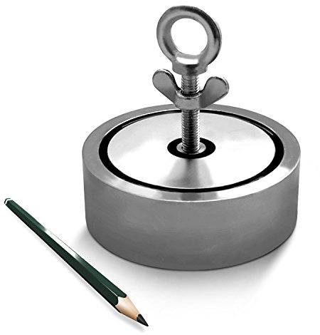 Neodym-Suchmagnet Bergemagnet bis zu 900KG 2 Bohrungen N45 vernickelt Magnetangeln, Suchmagnet:116mm 400KG - 600KG