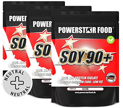 Powerstar SOY 90+ Nature 3 kg - Soja-Protein-Isolat ohne Süßungsmittel | Gentechnisch unverändert und aromafrei - Proteinpulver mit 93% Protein i.Tr. vegan und laktosefrei - Made in Germany