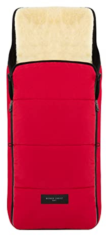 WERNER CHRIST BABY, Kinderwagen-Fußsack CORTINA – Thermo Winterfußsack (Kinder ab 6 - bis 36 Monate), mit herausnehmbarer Lammfelleinlage, medizinisches Fell, in Chili Red (rot)
