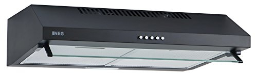 NEG Dunstabzugshaube NEG15-ATB (schwarz) Unterbau-Haube (Abluft/Umluft) und LED-Beleuchtung (60cm) Unterschrank- oder Wandanschluss