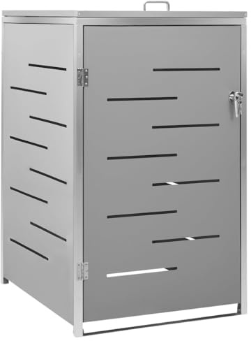 vidaXL Mülltonnenbox für 1 Tonne Abschließbar Rostfrei Müllbox Mülltonne Mülltonnenverkleidung Müllcontainer Gartenbox 69x77,5x115cm Edelstahl