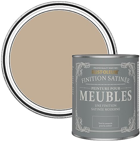Rust-Oleum braun Möbelfarbe mit Seidenglanz-Finish, geruchsarm und wasserbasiert für Innenholz - Gesalzenes Karamell 750ML