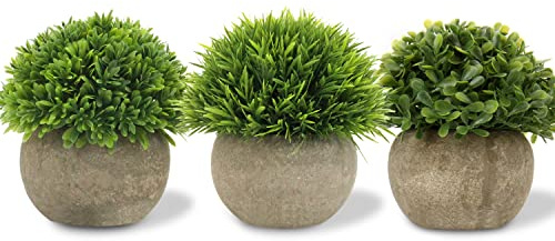 Hollyone 3 pcs Artificial Plant Small Decorative Plants in Pot, Mini Faux Plant Indoor, Lifelike Plastic Plant Potted for Home, Office, Desk, Kitchen, Bathroom, Desk and Table Decor