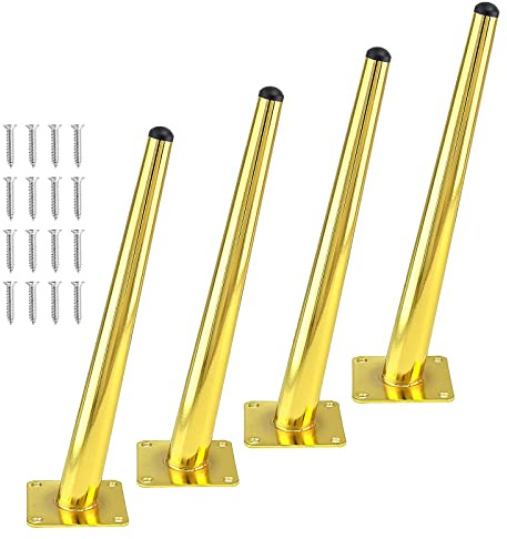 Cjueiom 12 Inch Gold Furniture Legs Set of 4 | Oblique, Mid-Century, Heavy Duty, Tapered Metal, For Sofa Couch Coffee Table Chair Cabinet Cupboard Ottoman