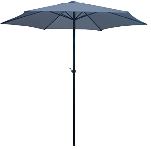 Garden Mile 2.7m Garden Parasol Umbrella – Grey Outdoor Patio Sun Shade with Crank Handle, Air Vent & Steel Frame – UV30+ Protection Parasol for Garden Table, Patio & Outdoor Furniture