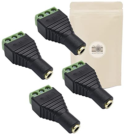 4 x Mini-Klinkenbuchse Domino Stereo 3,5 mm Audio HiFi 3 Wege Miniklinke ohne Löten Platte Gold 18 K