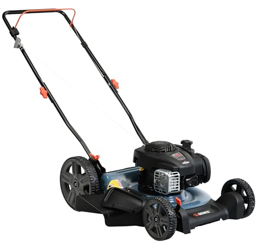 SENIX 21-Inch Gas Push Lawn Mower with 140 cc 4-Cycle Briggs & Stratton Engine, Mulching and Side Discharge, 6-Position Dual Lever Height Adjustment (LSPG-M6)