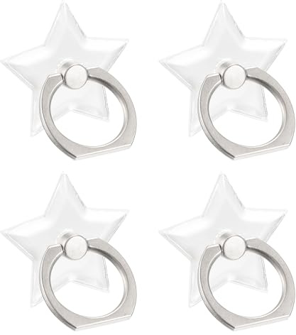 sourcing map Transparent Phone Ring Holders, Clear Finger Grip Stand for Phone, Case, Tablet (Star Shape), 4Pcs