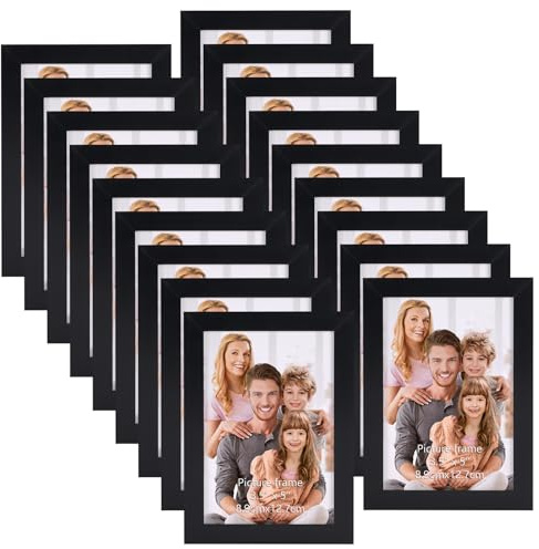 Hoikwo 18 Stück Bilderrahmen 9x13 cm, Schwarz Fotorahmen Collage Set für Wohnzimmer Schlafzimmer Kinderzimmer Büro Treppenhaus Flur, Wand- oder Tischaufsteller