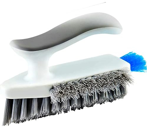 Grout and Corner Scrubber Brush with Scraper Tool 4-in-1, Stiff Bristles Crevice Floor Cleaner for Cleaning Bathroom Kitchen Wall Gap Cleaning Brush