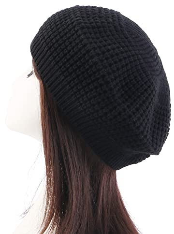 tcax Baskenmütze Damen Vintage Damen Strick Baskenmütze Wintermütze Lässig Elastisch Einfarbig Damen Outdoor Warm Beanie Party