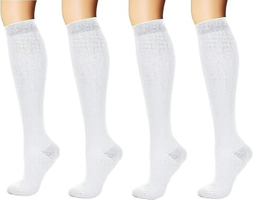 4 Paar Stützstrümpfe Reisestrümpfe Kompressionsstrümpfe für Damen Herren Kompressionssocken Stützkniestrümpfe für Flug,Laufen,Sport,Reisen,Radsport,krankenschwester,medi