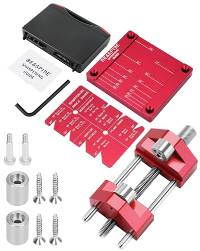 Beaspire Stechbeitel Schärfen Set, Schleifhilfe Stechbeitel Tool, Techbeitel Schleifhilfe 15 Bis 45 Grad für Kurze Holzbearbeitungs-Meißel und Hobel (Honing Guide Tool)