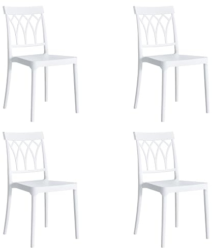 Totò Piccinni Sedia CASTLE in polipropilene in fibra di vetro design impilabile (Bianco, 4)
