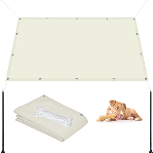 Sonnensegel Quadratisch 1.8 x 3.6 m Balkonverkleidung mit Seilen und Befestigungs Kit für Außenbereiche wie Garten und Balkone, Elfenbein