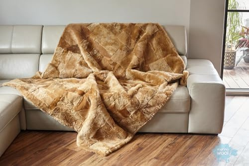 Merino Wool - Manta de piel de cordero Toscana, 200 x 160 cm, piel de oveja, manta de piel de cordero, funda de sofá