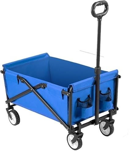 CRBUDY Campingtrolley, tragbarer, zusammenklappbarer Gartentrolley, robuster Trolley, Einkaufswagen für Camping im Freien, Zugwagen, Transport im Freien (A)