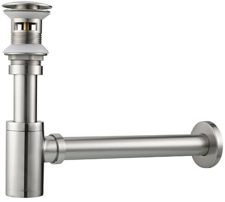 Juego de sifón de desagüe para lavabo, válvula desplegable, sifón universal, tubo de desagüe con sin rebosadero para lavabo, tapón de olor con apertura de limpieza