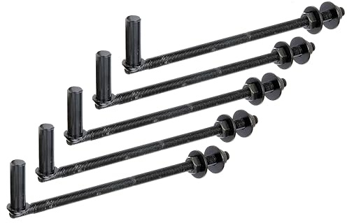Alberts 864040 Kloben zum Durchschrauben | J-Haken, für Pfosten | schwarzer Tauchlack | Dornmaß Ø16 mm | Länge 290 mm | 5er Set