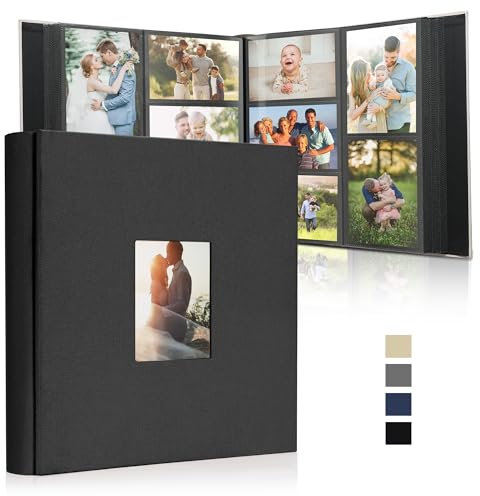 DazSpirit Großes Fotoalbum Einsteckalbum für 1000 Fotos (10x15 cm) - Leinenbindung, Personalisierbar, Ideal für Familie, Hochzeiten, Reisen & Baby-Erinnerungen, Fotobuch zum Einstecken, Schwarz