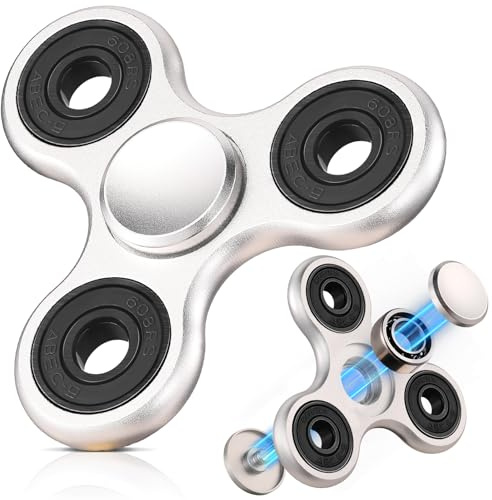 SCIONE Fidget Spinner Metall Sensory Fidget Toy, Cooler Metall Edelstahl-Handspinner Angst Stress Relief Geburtstag Geschenk für Kinder Erwachsene (Lagerkappen können demontiert Werden Montiert)