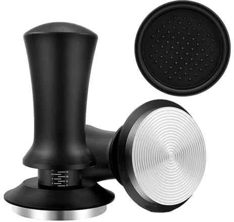 PengGengA Espresso Tamper Set Kaffee Tamper 51 mm mit Silikonmatte 304 Edelstahl Kaffeestampfer Tamper mit Skaleneinstellung Espresso Zubehör