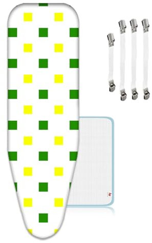 ZJBKX Copriasse da stiro di ricambio con clip e panni antiscottatura, facile da montare, in morbido cotone, 150 x 60 cm