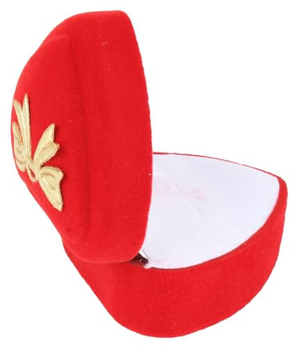 SWACRAFT Velvet Red Heart Shaped Jewelry Ring Gift Box Case for Ring Earring Romantic Engagement Wedding Ceremony Ring Holder Box Vintage Handmade Storage Jewelry Organizer