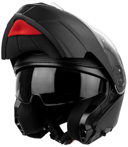 MIDA MV-5 Motorcycle Helmet ECE 22.06 Certified P/J Rated Dual Visor Modular Flip-Up Helmet – Impact-Resistant ABS Shell, Removable Washable Liner, Riding Safety Gear