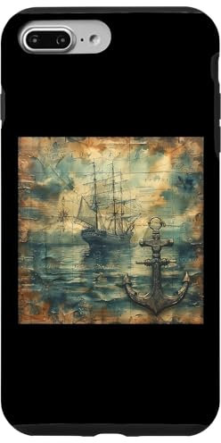 Coque pour iPhone 7 Plus/8 Plus Ancienne carte nautique vintage bateau pirate bateau mer océan carte