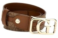 GUESS Damen-Gürtel Zamira, Monogram Logo, 3,5 cm, Braun und Gold, Braun und Gold, S