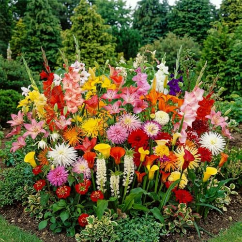 FLORIUM - 50 bulbes de fleurs d'été Budget Classic Mix. Mélange exclusif de Hollande. Plantes vivaces pour jardin, pots et balcon (pas de graines, gros bulbes)
