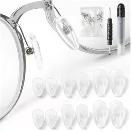 UYFRD Eyeglasses Air Nose Pads,6 Pairs Upgraded Soft Silicone Air Chamber Eyeglass Nose Pads,12. 14, 16mm Each with 2 Pairs screw