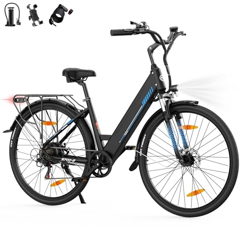 AOIHO Electric Bike, 28 Electric Bikes for Adults 100 km Long Range | 48V 499.2 Wh Removable Battery, 250W Powerful Motor, 7-Speed Gears, LCD Display, 5 Modes, City Commute E Bikes for Men Ladies