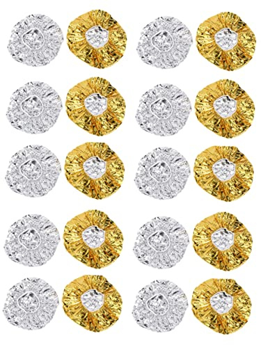 DECORNIJIA Gorros Desechables Para Peinar Cabello 20 Piezas Elásticos Tamaños Aplicables Calentadores De Cabello Uso Doméstico y Salón Colores Dorado y Plateado