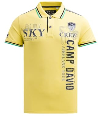 Camp David Herren Poloshirt aus Pikee mit Logo Artworks Yellow Sun, M