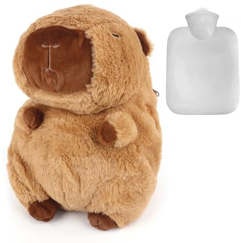 YANGUN Capybara Plush Hot Water Bottle, Hot Water Bag, 500 ML 3D Soft Cute Animal Capybara with Removable Cover, Premium Natural Rubber, Suitable Hugging, 35cm