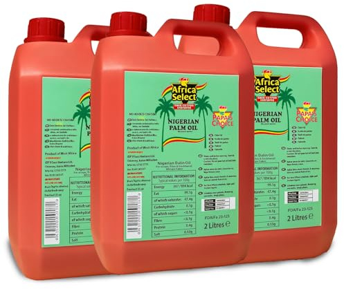 Africa Select Papa's Choice No Added Colour Nigerian Palm Oil 6 Litres | Pure & Authentic West African Cooking Oil