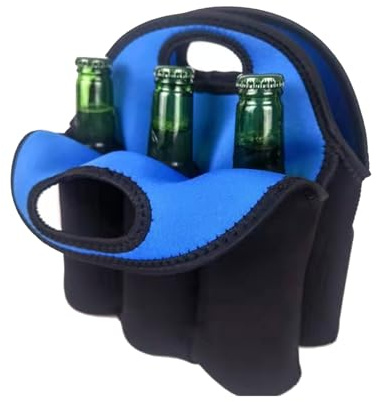 Gissroys 6 Pack Beer Cooler Tote Insulated Beverage Carrier Extra Thick Neoprene Bottle Holder Bottle Holder With Handle Insulated Tote Bag