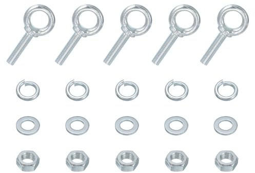 QUARKZMAN 5 Stück M12 Verzinkte Kohlenstoffstahl Ösenbolzen 1/2 x 1.97 Tragring Ösenbolzen Mit Muttern Und Unterlegscheiben Hochfeste Schraubösen Silber